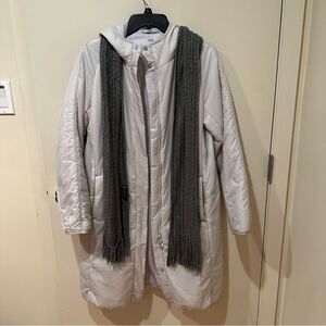 UNIQLO Light Puffer Long Hooded Coat Puffer Parka Womens XS Light grey